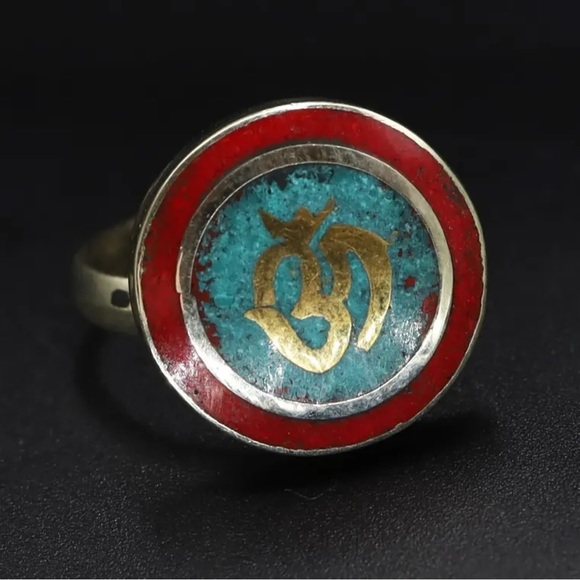 Tibetan turquoise and red coral adjustable rings - Picture 4 of 10